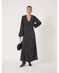 Hush Women's V-Neck Long Sleeve Crepe Dress