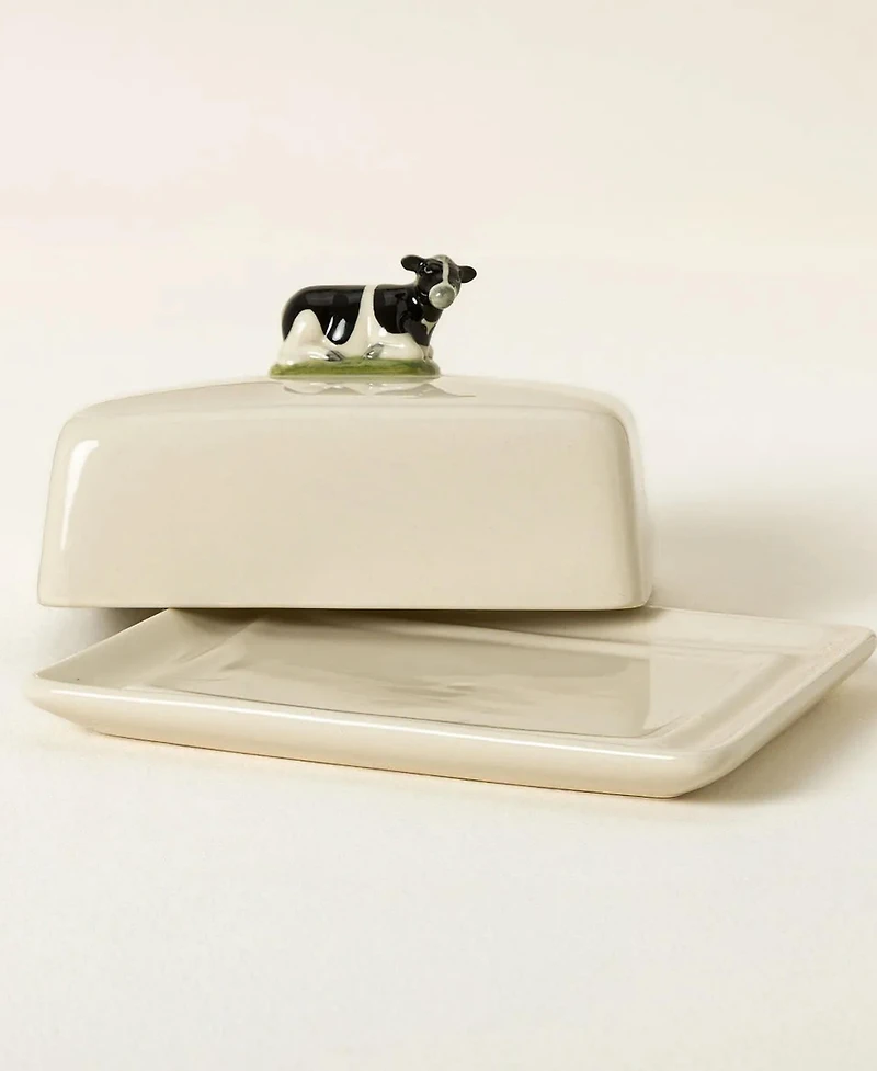 Uncommon Goods Cow Stoneware Covered Butter Dish