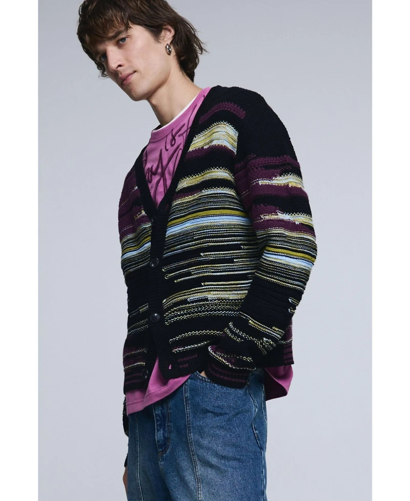 Desigual Men's Striped cardigan sweater