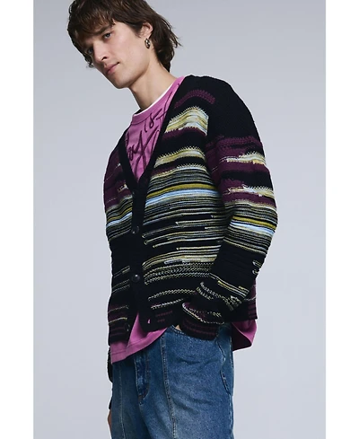 Desigual Men's Striped cardigan sweater