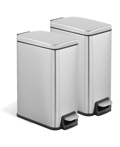 Mega Casa 1.6 Gallon Rectangular Step-on Trash Can Set