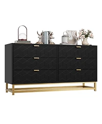 gaomon Dresser for Bedroom, 53.5" Large Organizer, 6 Drawer with Golden Metal Handle and Legs