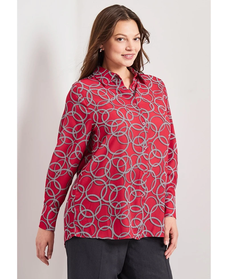 Avenue Women's Plus Button Front Blouse