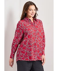 Avenue Women's Plus Button Front Blouse