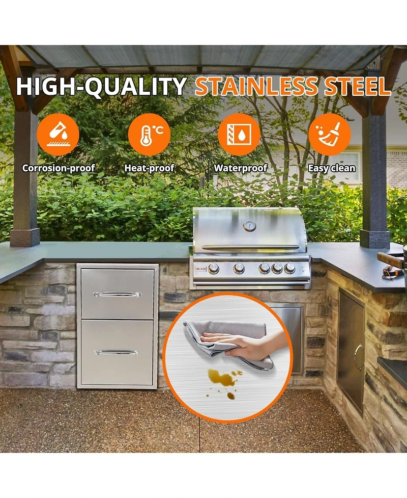 gaomon Outdoor Kitchen Drawers, Stainless Steel with Paper Towel Holder, Smooth Glide, Durable Bbq Storage