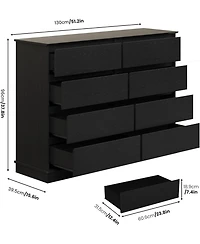 gaomon Black 8-Drawer Dresser, Deep Drawers, Large Double Chest for Closet, Wide Top, Living Room, Hallway, Kids Room
