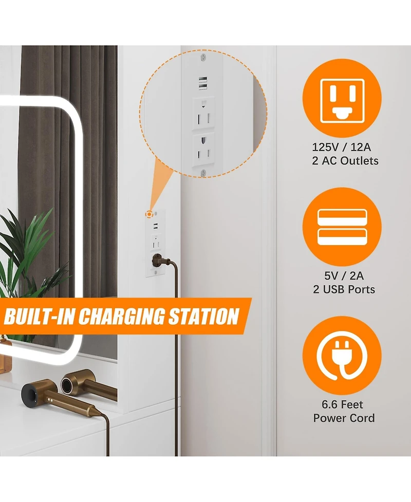 gaomon 4 Drawer Bedroom Dresser with Electrical Outlet, Storage Cabinet, Modern Chest for Bedroom