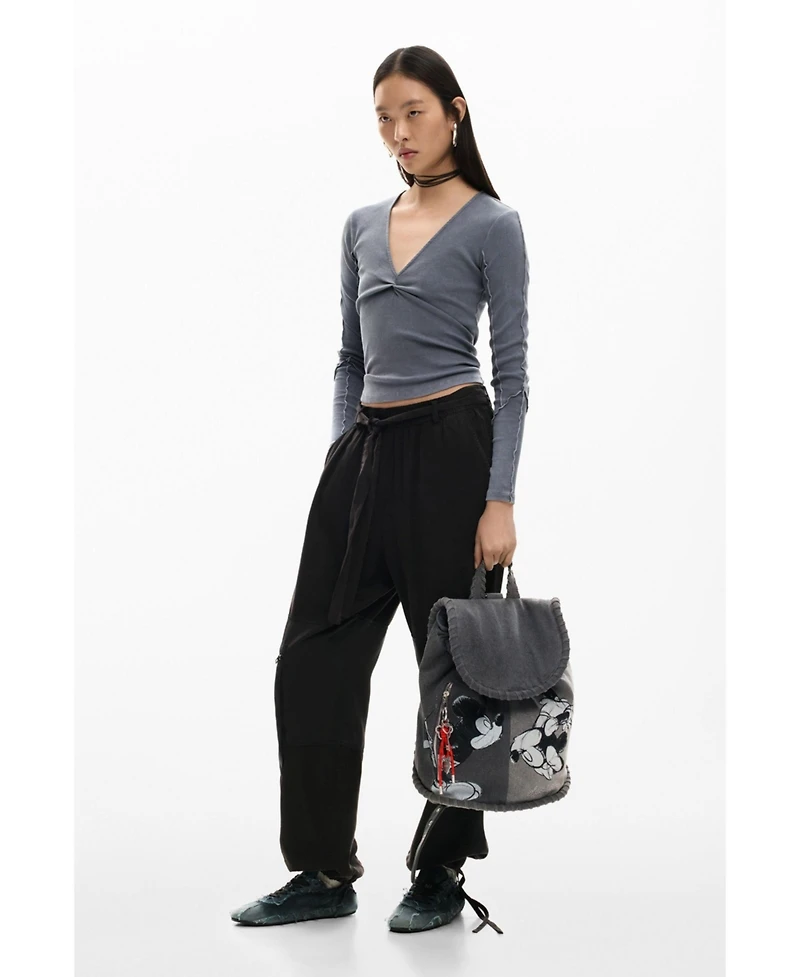 Desigual Women's Medium denim backpack Mickey Mouse