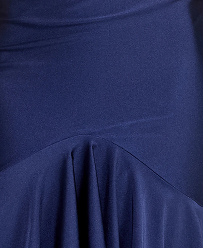 Katia Rae Juniors' V-Neck Ruffled Tie-Back Gown