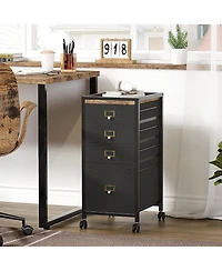 gaomon 3-Drawer Plus Compact Mobile Filing Cabinet, Stylish Fabric Storage Solution, Legs & Wheels, Bedroom