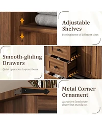 gaomon 5-Drawer Farmhouse Dresser, 48" Tall, Sliding Barn Door, Adjustable Shelf, Bedroom, Hallway, Living Room, Kitchen