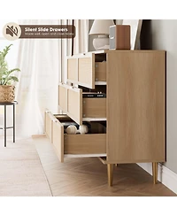 gaomon Rattan 6 Drawer Dresser for Bedroom, Large Double Dresser with Deep Drawers, Modern Chest Organizer