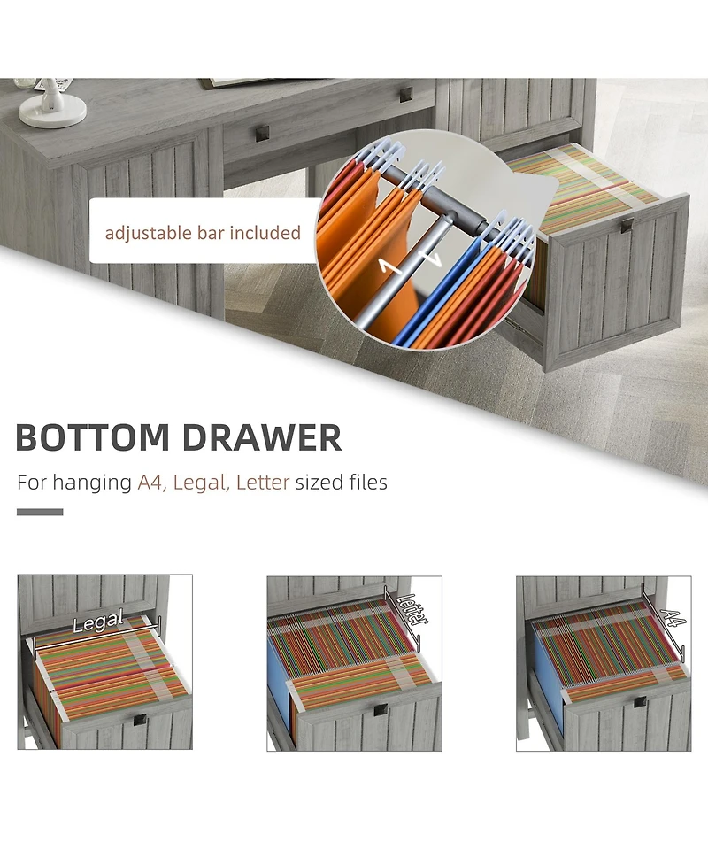 Homcom Vintage Executive Desk, Home Office Station, Student Table with Cabinet