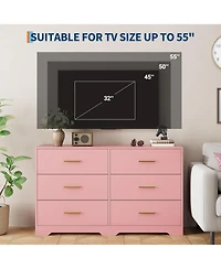 gaomon 6-Drawer Modern Wooden Dresser with Metal Handle, Bedroom Tv Stand, Large Storage Organizer, Living Room, Hallway