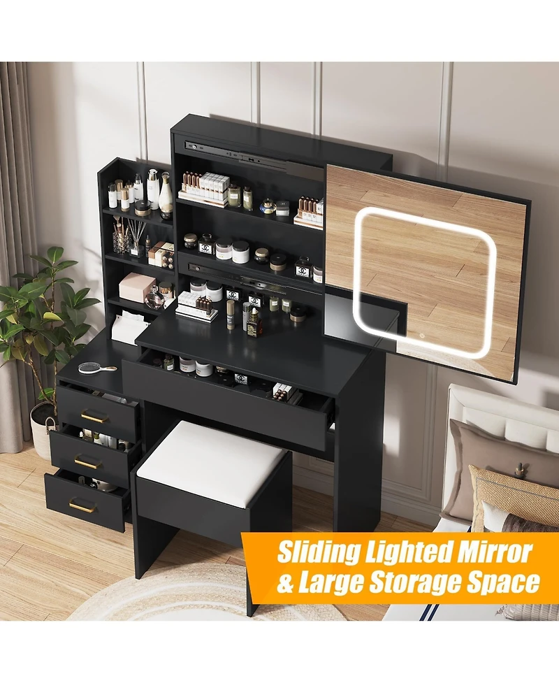 gaomon 4 Drawer Bedroom Dresser with Electrical Outlet, Storage Cabinet, Modern Chest for Bedroom