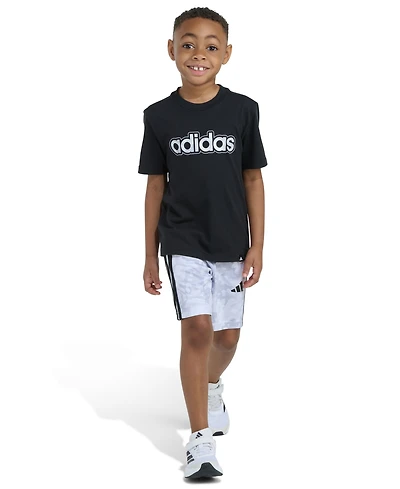 adidas Boys' 2T-7 T-Shirt and Printed Camo Shorts, 2-Piece Set