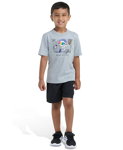 adidas Boys' 2T-7 Graphic T-Shirt and Shorts, 2-Piece Set