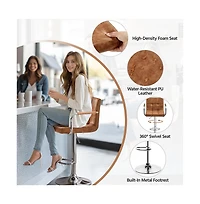 Yaheetech 2PCS Pu Leather Swivel Stools Adjustable Kitchen Chairs