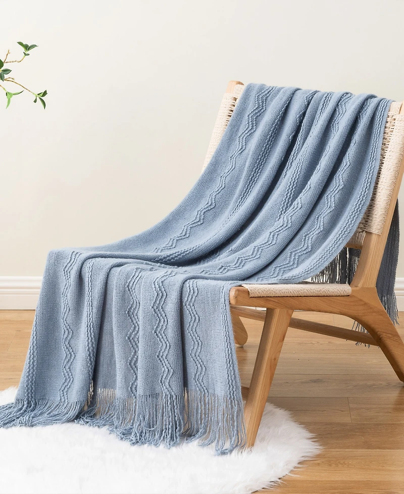 Battilo Texture Triple Zig-Zag Lightweight Throw, 50" x 60"