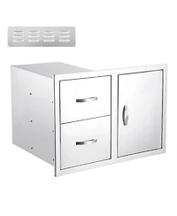 gaomon 33W x 22H x 22D Inch Outdoor Kitchen Drawer Combo, Paper Towel Rack, Stainless Steel, Bbq Grill Station