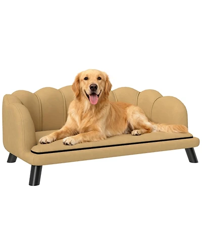 PawHut Velvet Large Dog Couch with Foam Cushioning for M L Dogs, Dark