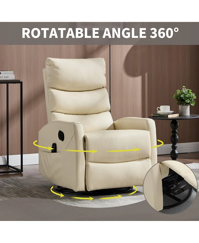Sumyeg Recliner Chair with Heat Massage Manual Rocker and Swivel Fabric