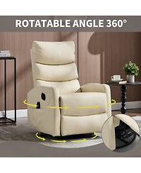 Sumyeg Recliner Chair with Heat Massage Manual Rocker and Swivel Fabric