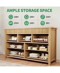 gaomon 7-Drawer Wooden Farmhouse Dresser with Fluted Design and Tv Stand Storage