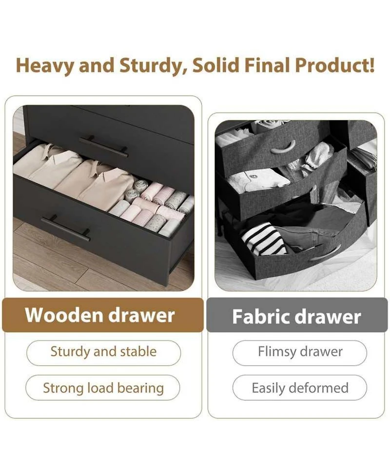 gaomon 50.5 Inch Tall 5 Drawer Wood Freestanding Modern Dresser