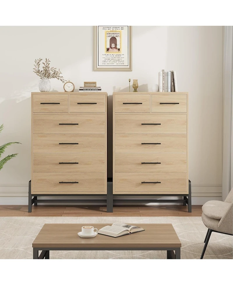 gaomon 4+2 Drawer Engineered Wood Modern Dresser with Chic Legs, Waterproof Top and Anti-Tip Design