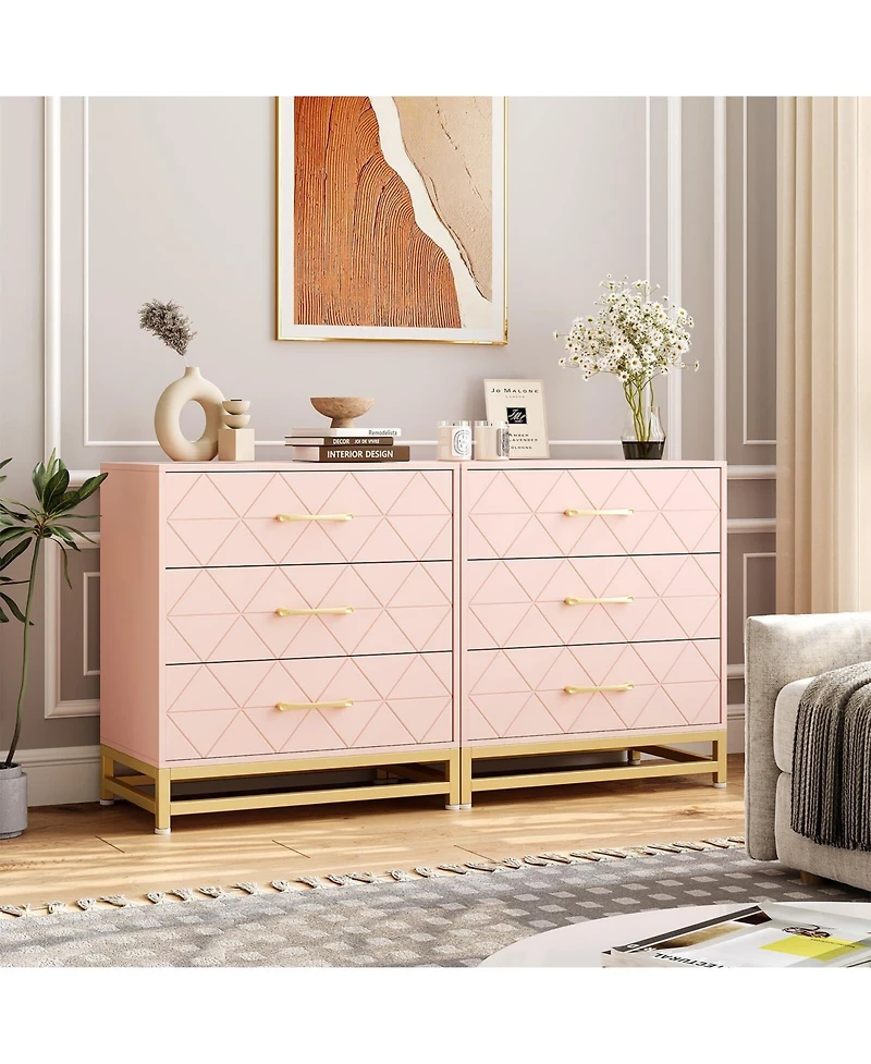 gaomon 3-Drawer Wooden Modern Dresser with Storage Organizer Cabinet