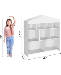gaomon 9-Cubby Children's Bookshelf, Toy Organizer, White Wooden Bookcase, Nursery, Playroom, Kids Room