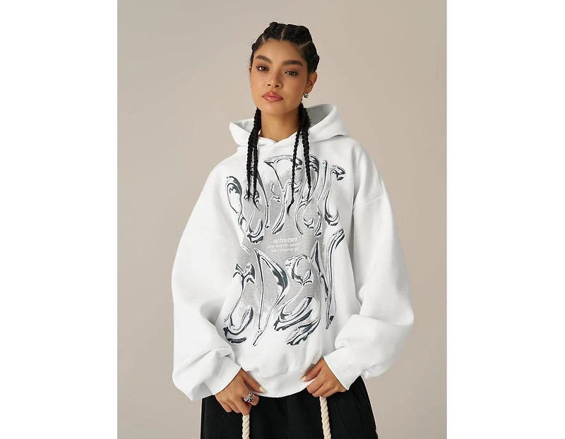 Aelfric Eden Women's Futuristic Liquid Metal Design Pullover Hoodie