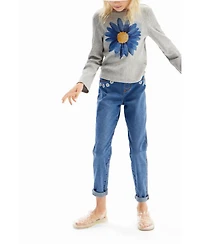 Desigual Girls Girls's Ribbed T-shirt with flower illustration