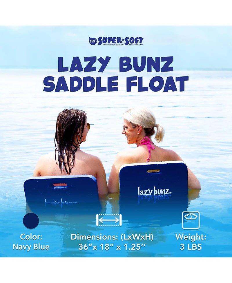 Trc Recreation Lazy Bunz Foam Saddle Swimming Pool Lounger Float, Navy Blue