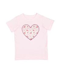 Sweet Wink Toddler Girls Dainty Rose Pearl Heart Patch Short Sleeve T-Shirt