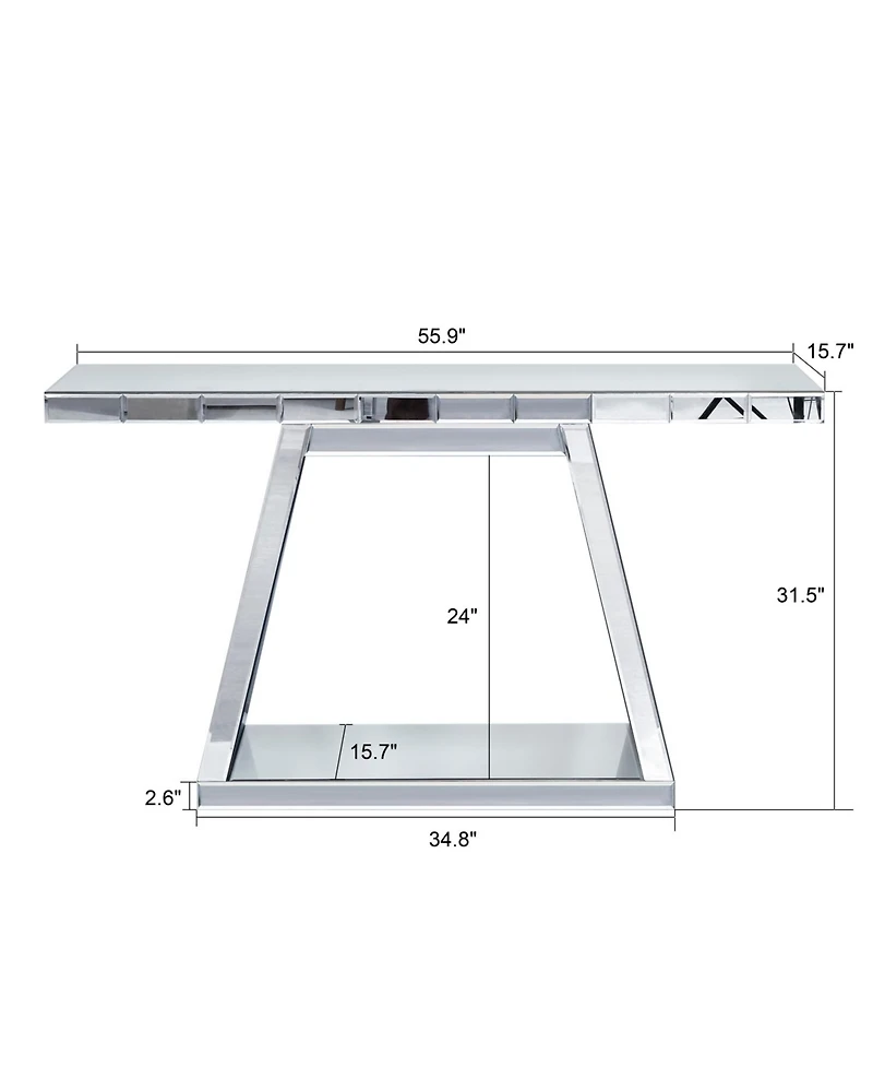 Streamdale Furniture 55.9" Glass Mirror Modern Luxe Console Table