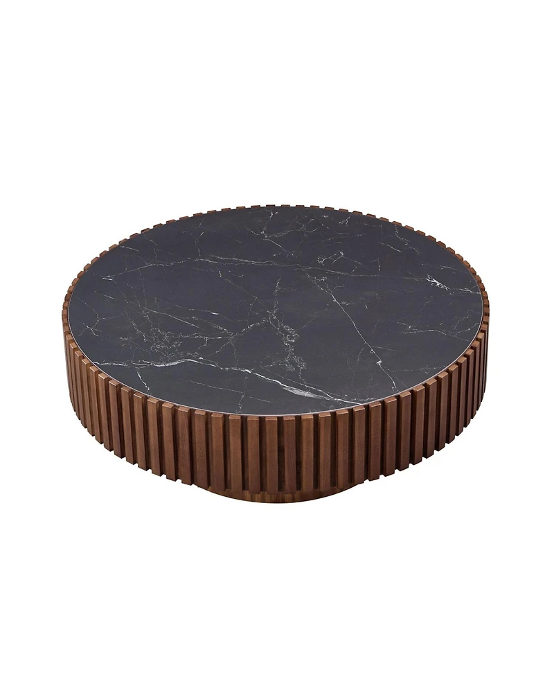 Streamdale Furniture Nesting Round Sintered Stone Coffee Table - Walnut