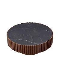 Streamdale Furniture Nesting Round Sintered Stone Coffee Table - Walnut