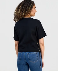 I.n.c. International Concepts Petite Lace-Up T-Shirt, Macy's Exclusive