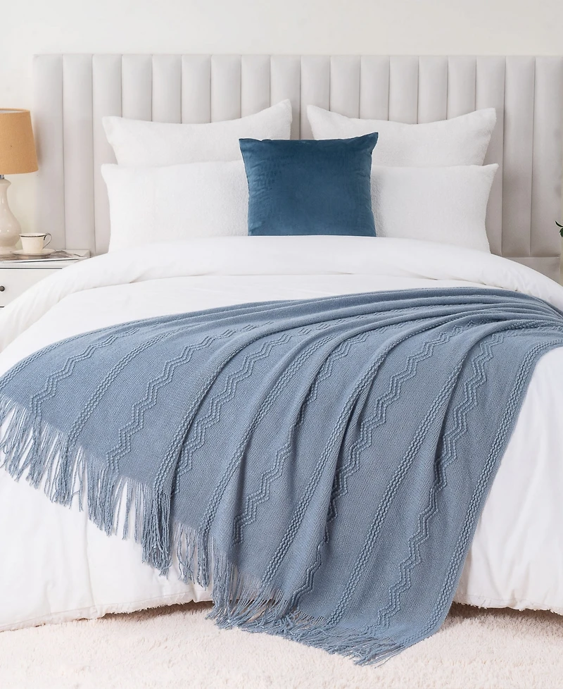 Battilo Texture Triple Zig-Zag Lightweight Throw, 50" x 60"