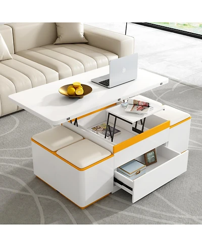 Streamdale Furniture Lift-Top Coffee Table with 4 Stools