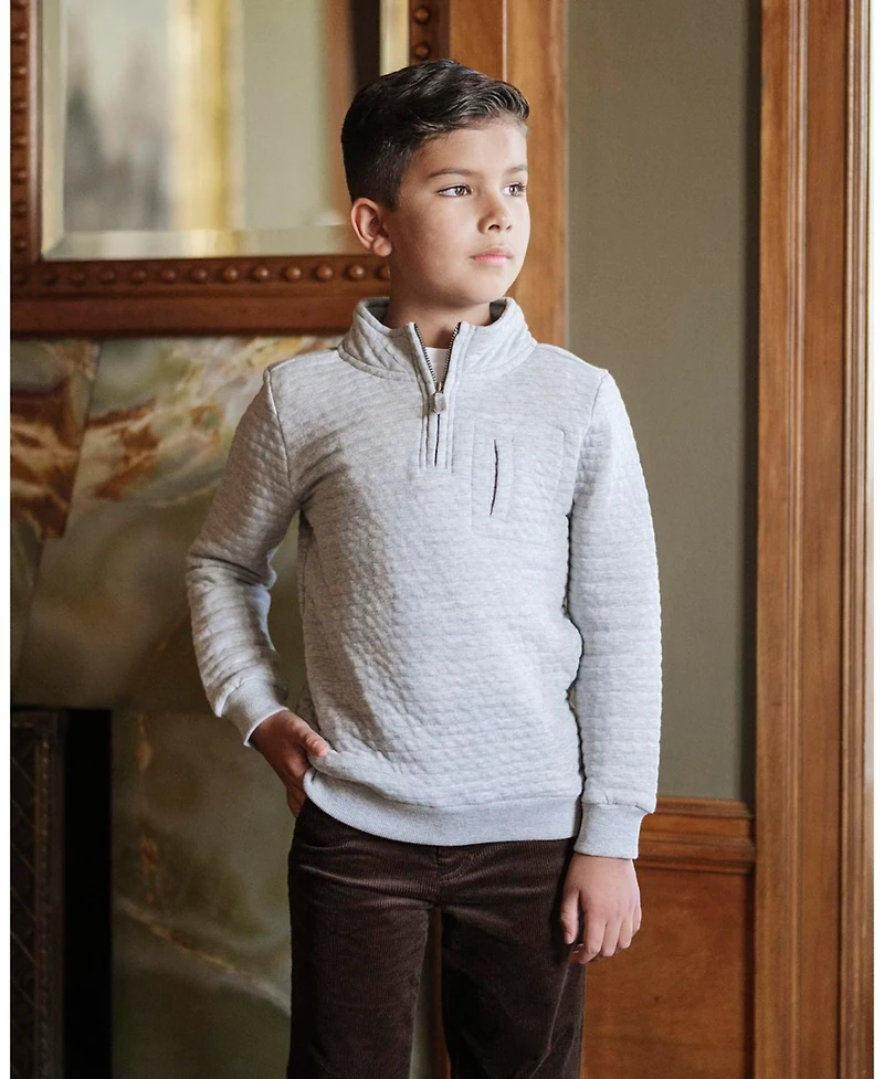 Hope & Henry Boys Long Sleeve Quilted Half Zip Pullover with Pocket