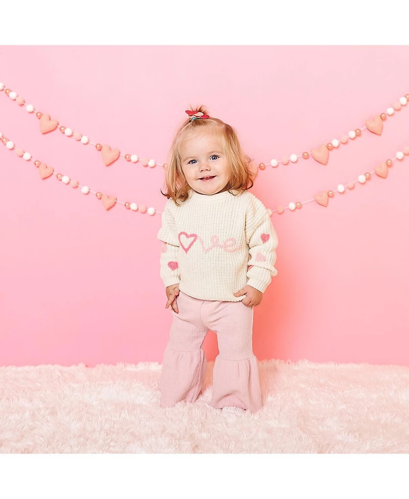 Sweet Wink Little Girls Ditsy Love Valentine's Day Knit Sweater