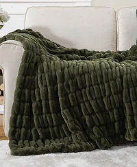 Battilo Luxurious Reversible Rabbit Faux Fur Throw, 50" x 60"