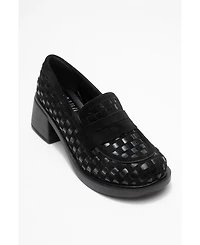 Prologue Shoes Women's Marlon Woven Block Heel Loafer