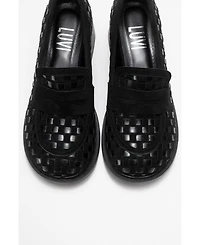 Prologue Shoes Women's Marlon Woven Block Heel Loafer