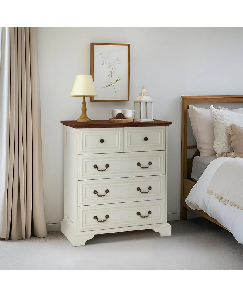 Streamdale Furniture White 5-Drawer Dresser - Bedroom Storage