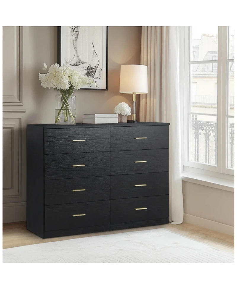 Streamdale Furniture Modern 8-Drawer Black Dresser