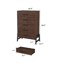 gaomon 50" Tall 5-Drawer Wooden Freestanding Dresser with Large Storage Space